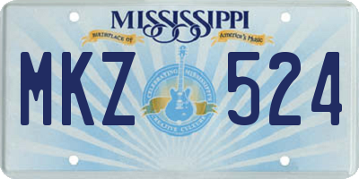 MS license plate MKZ524