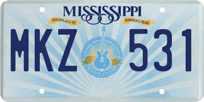 MS license plate MKZ531