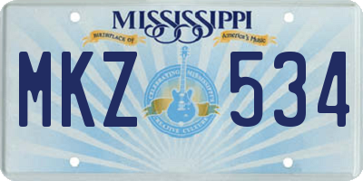 MS license plate MKZ534