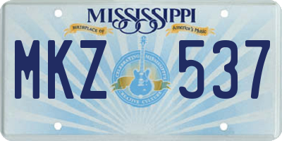 MS license plate MKZ537