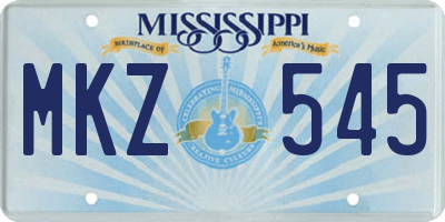 MS license plate MKZ545