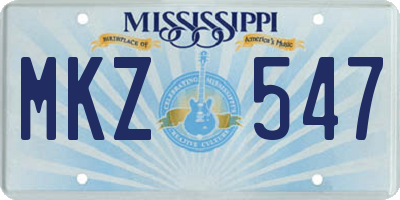 MS license plate MKZ547