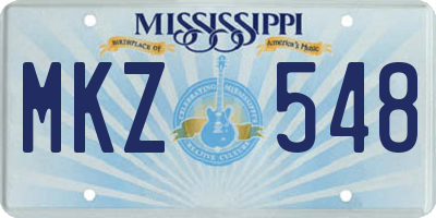 MS license plate MKZ548