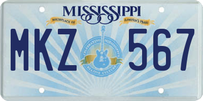 MS license plate MKZ567