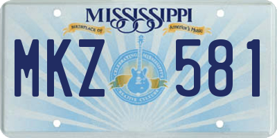 MS license plate MKZ581