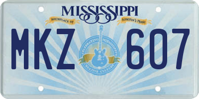 MS license plate MKZ607