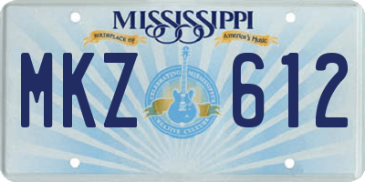 MS license plate MKZ612