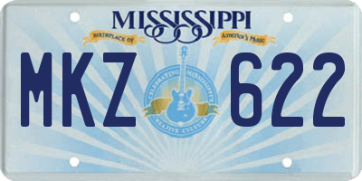 MS license plate MKZ622