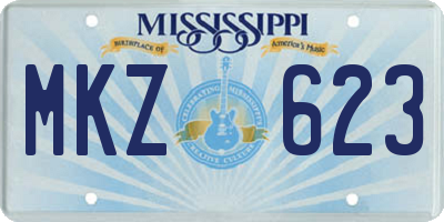 MS license plate MKZ623