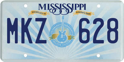MS license plate MKZ628