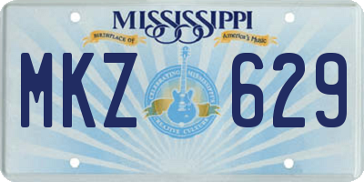 MS license plate MKZ629