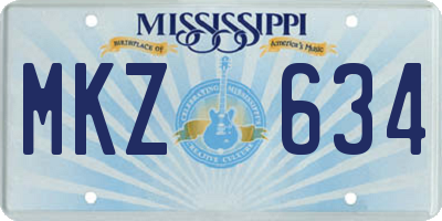 MS license plate MKZ634