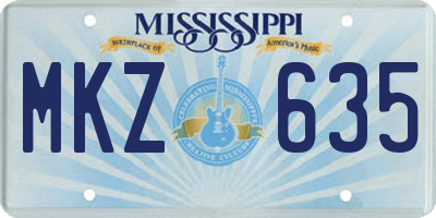 MS license plate MKZ635