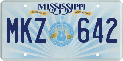 MS license plate MKZ642