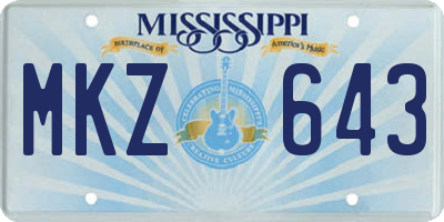 MS license plate MKZ643