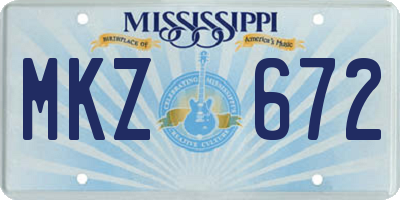 MS license plate MKZ672