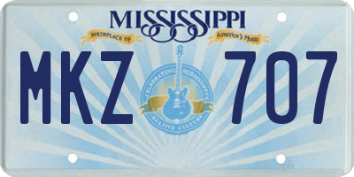 MS license plate MKZ707