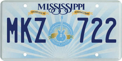 MS license plate MKZ722