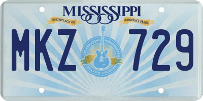 MS license plate MKZ729