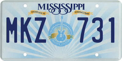 MS license plate MKZ731