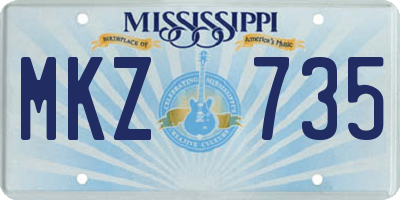 MS license plate MKZ735