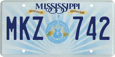 MS license plate MKZ742
