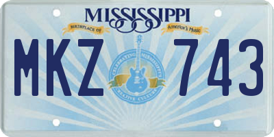MS license plate MKZ743