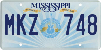 MS license plate MKZ748