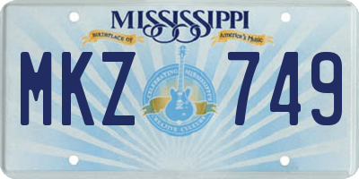 MS license plate MKZ749