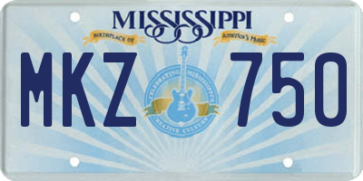 MS license plate MKZ750