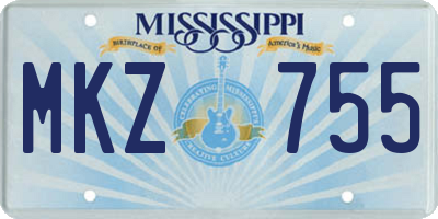 MS license plate MKZ755