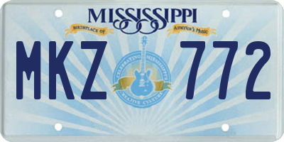 MS license plate MKZ772