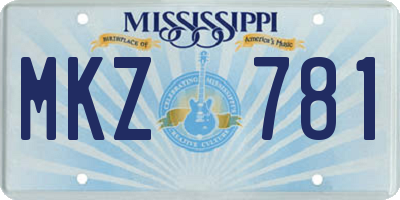 MS license plate MKZ781