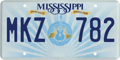 MS license plate MKZ782