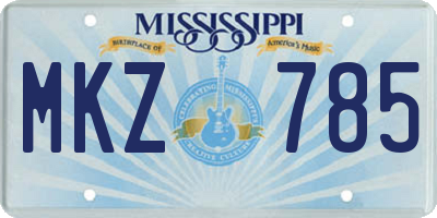 MS license plate MKZ785