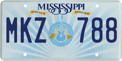 MS license plate MKZ788