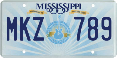MS license plate MKZ789