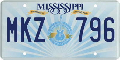 MS license plate MKZ796