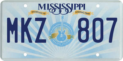MS license plate MKZ807