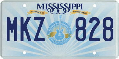 MS license plate MKZ828