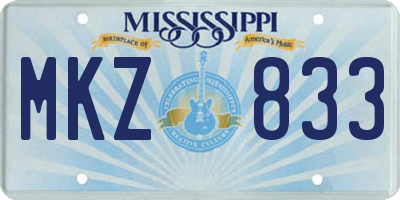 MS license plate MKZ833