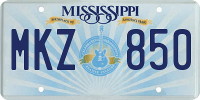 MS license plate MKZ850