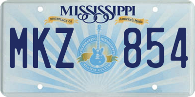 MS license plate MKZ854