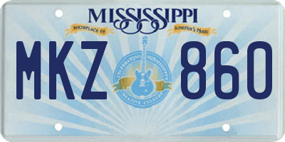 MS license plate MKZ860