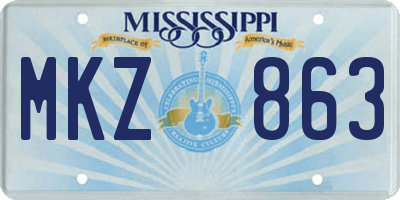 MS license plate MKZ863