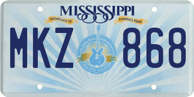 MS license plate MKZ868