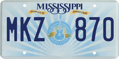 MS license plate MKZ870