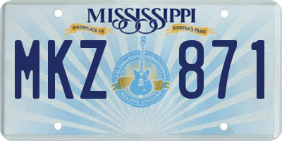 MS license plate MKZ871