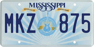 MS license plate MKZ875