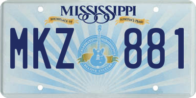 MS license plate MKZ881